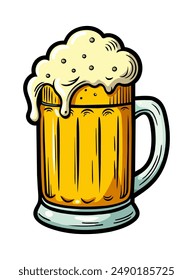 Hand drawn mug of beer. Vector illustration.