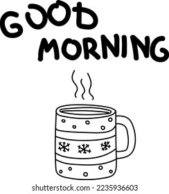 Hand drawn mug of coffee