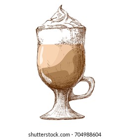 Hand drawn mug with coffee drink. Vector illustration in sketch style.
