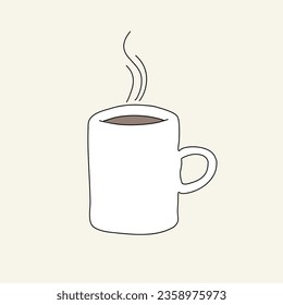 Hand drawn mug of coffee, vector illustration.