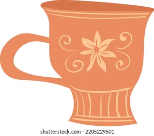 Hand drawn mug icon. Ceramic tea cup isolated on white background