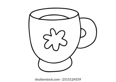 Hand drawn mug illustration. Cute coffee or tee glass. 