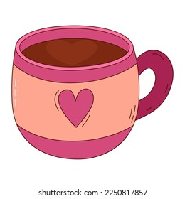 Hand drawn mug for Valentine day. Design elements for posters, greeting cards, banners and invitations.