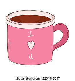 Hand drawn mug for Valentine day. Design elements for posters, greeting cards, banners and invitations.