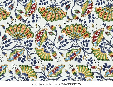 HAND DRAWN MUGHAL FLORAL JAIPUR PRINTS SEAMLESS PRINT DIGITAL PATTERN