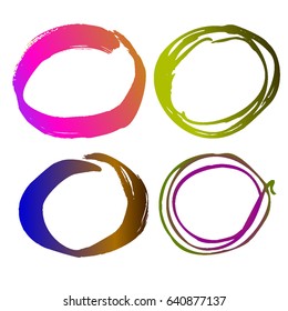 Hand drawn multicolor circle parts in different colors. Label, logo design element.Isolated on white background.
