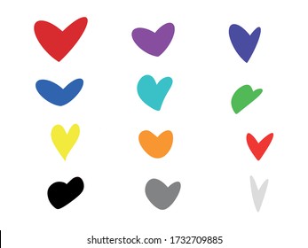 Hand drawn multicolor Hearts pack 