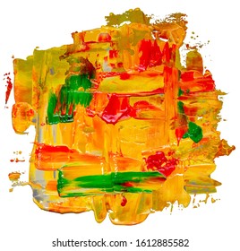 Hand drawn multicolor isolated paintbrush square eps10 vector illustration. Splatter paint texture. Distress rough background.