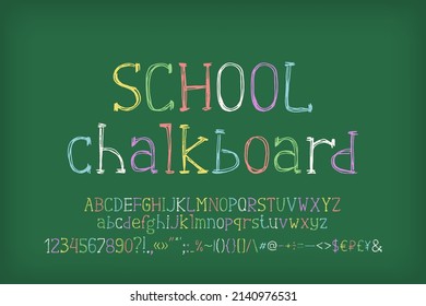 Letras y números del alfabeto escolar multicolor dibujados a mano