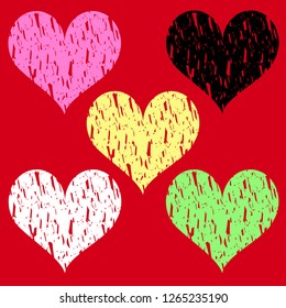 Hand drawn multicolored hearts. Design elements for Valentine's day.