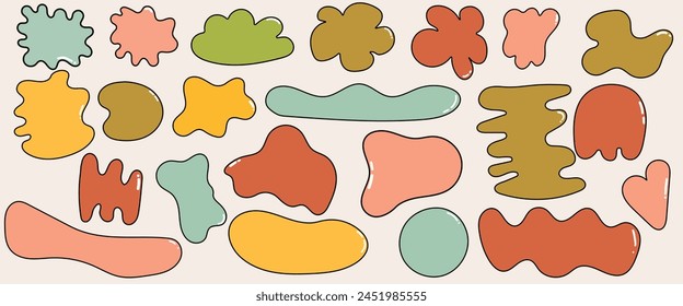 Hand drawn multicolored psychedelic retro textbox for social media. Trendy graphic template of curved frame. groovy style 