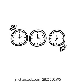 Hand Drawn Multiple Timezone Clocks Icon
