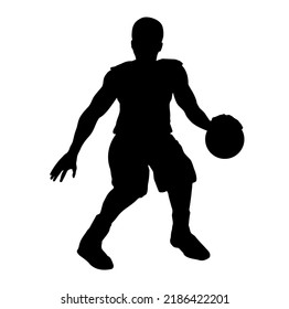 Hand Drawn Muscular Basketball Player Athlete Playing Sports Silhouette Illustration