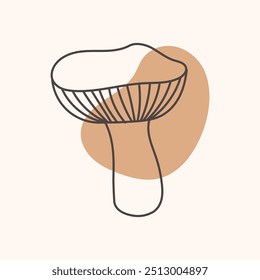 Hand drawn mushroom. Autumn icon in line style. Symbolic objects of fall.
