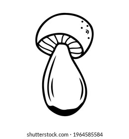 Hand drawn mushroom isolated on a white background. Doodle, simple outline illustration. It can be used for decoration of textile, paper.