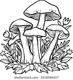 Hand drawn mushroom  outline look