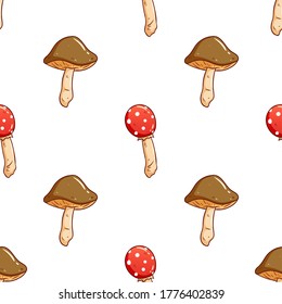 hand drawn mushroom seamless pattern background