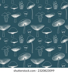Hand drawn mushroom seamless pattern
