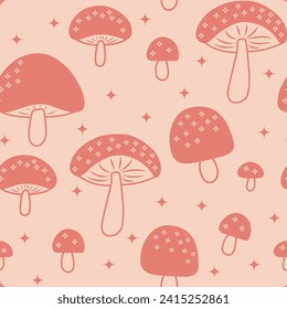 Hand drawn mushroom seamless pattern