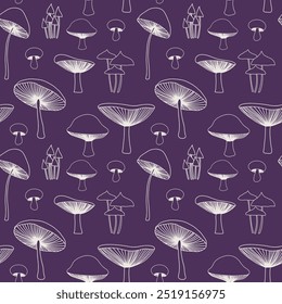 Hand drawn mushroom seamless pattern
