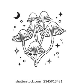 hand drawn mushroom sketch illustration. mushroom Outline. vector illustration. mushroom line art. mushrooms isolated on a white background.
