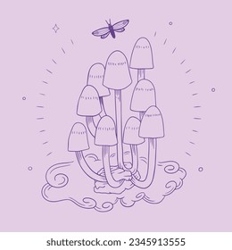 hand drawn mushroom sketch illustration. mushroom Outline. vector illustration. mushroom line art. mushrooms isolated on a white background.