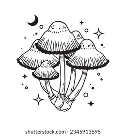 hand drawn mushroom sketch illustration. mushroom Outline. vector illustration. mushroom line art. mushrooms isolated on a white background.