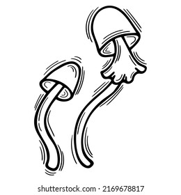 Hand drawn mushrooms. Doodle style element. Sketched design. Vector illustration