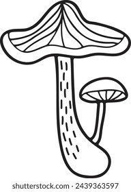 Hand Drawn Mushrooms or poisonous mushrooms in flat style isolated on background