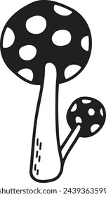 Hand Drawn Mushrooms or poisonous mushrooms in flat style isolated on background