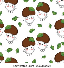 Hand drawn Mushrooms seamless pattern vector illustration Trend Childrens Print Autumn Spring
