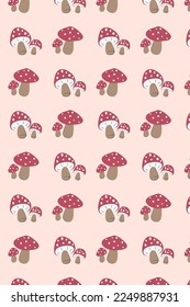 hand drawn mushrooms seamless pattern for fabric, textile and paper