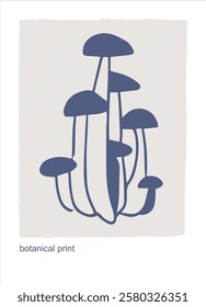 Hand drawn mushrooms, Toadstool, fungus poster, graphics. Decor printable art. Contemporary design for prints, posters, stationery, logos, branding invitations social media posts