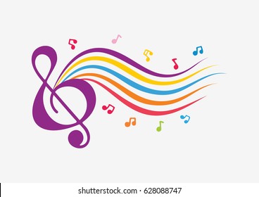 Hand drawn music color background.
