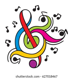 Hand drawn music color logo