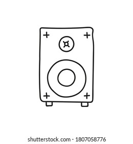 Hand drawn music column audio speakers icon. Vector illustration in sketch style