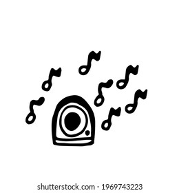 Hand drawn music column in doodle style. Black stroke. Simple vector illustration isolated on white background.