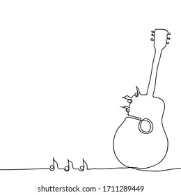 Handgezeichnetes Musikkonzept. Postermusikkonzert, Festival. Kontinuierliche Zeichnung einer einzelnen Zeile, Vektorillustration Design Vorlage in einem linearen Stil. Abstrakte Hand.