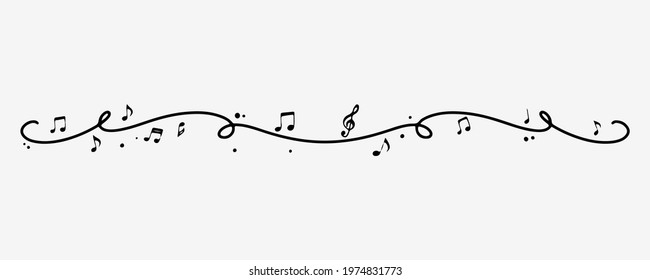 Hand drawn music dividers. Hand drawn music divider in doodle style. Drawn shapes doodle. Handdrawn decorative art shape. Vector EPS 10