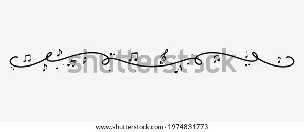 Hand drawn music dividers. Hand drawn music divider in\
doodle style. Drawn shapes doodle. Handdrawn decorative art shape.\
Vector EPS 10