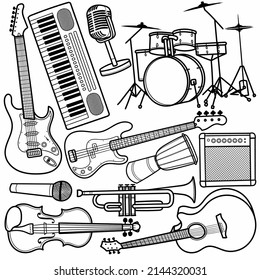 Hand Drawn Music doodle vector line art