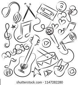 Hand Drawn Music Doodles Vector Set for Creative Design