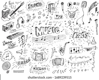 Hand drawn music doodles vector illustration 