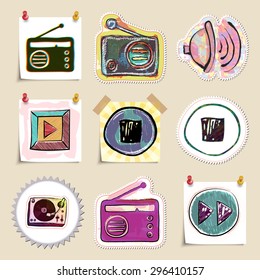 Hand drawn music emblems set. Isolated. Stickers