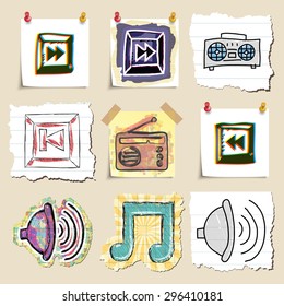 Hand drawn music emblems set. Isolated. Stickers