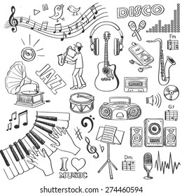 Hand drawn music, excellent vector illustration, EPS 10