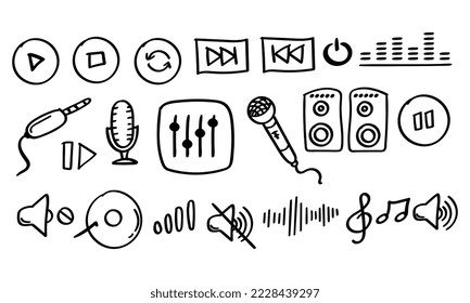 Hand drawn Music icon in doodle