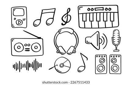 Hand drawn music icon in doodle style