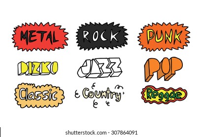 hand drawn music icons