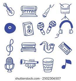 hand drawn music instrument doodle illustration